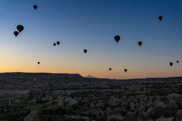 Impressive sunrise in Cappadocia with balloons