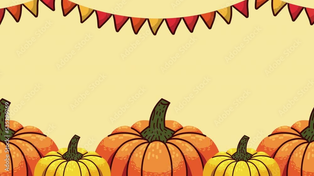 Poster pumpkins vegetables autumn season animation