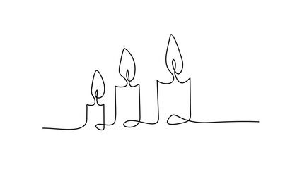 simple flat candles line art design vector