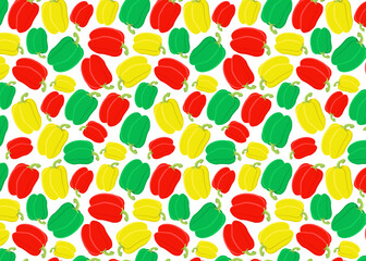 Seamless pattern of multicolored bulgarian pepper