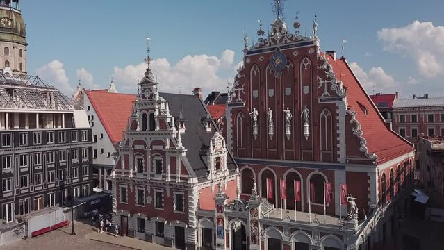 Beautiful aerial shot of Old Riga and House of the Blackheads Riga, Latvia, Baltics. 