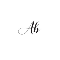 AB black n White signature logo design 
