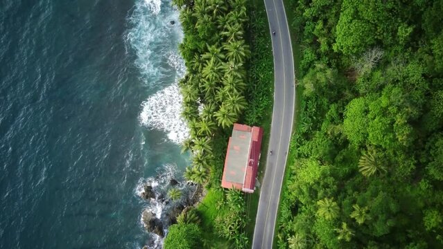 Aerial shot on beautiful beach in Tapak Tuan Aceh Indonesia