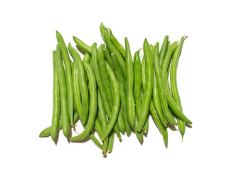 Green string beans on a white isolated background