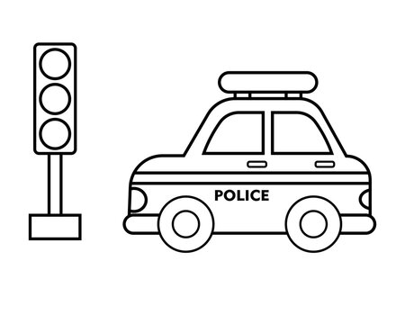 Police Car vector illustration template for many purpose. Drawing lesson for children. Vector illustration	