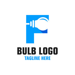 Letter F Bulb Logo Design Template Inspiration, Vector Illustration.