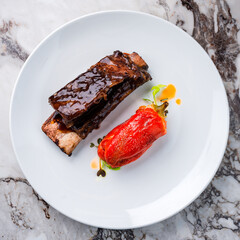 fried rib with sweet pepper