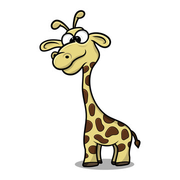 Children's illustration of cute giraffe cartoon isolated on white background