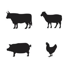 Silhouette of Farm Animals