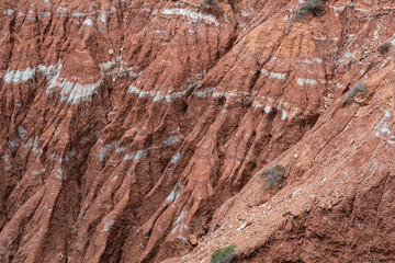 Close-up of geological rock formations with naturally formed patterns