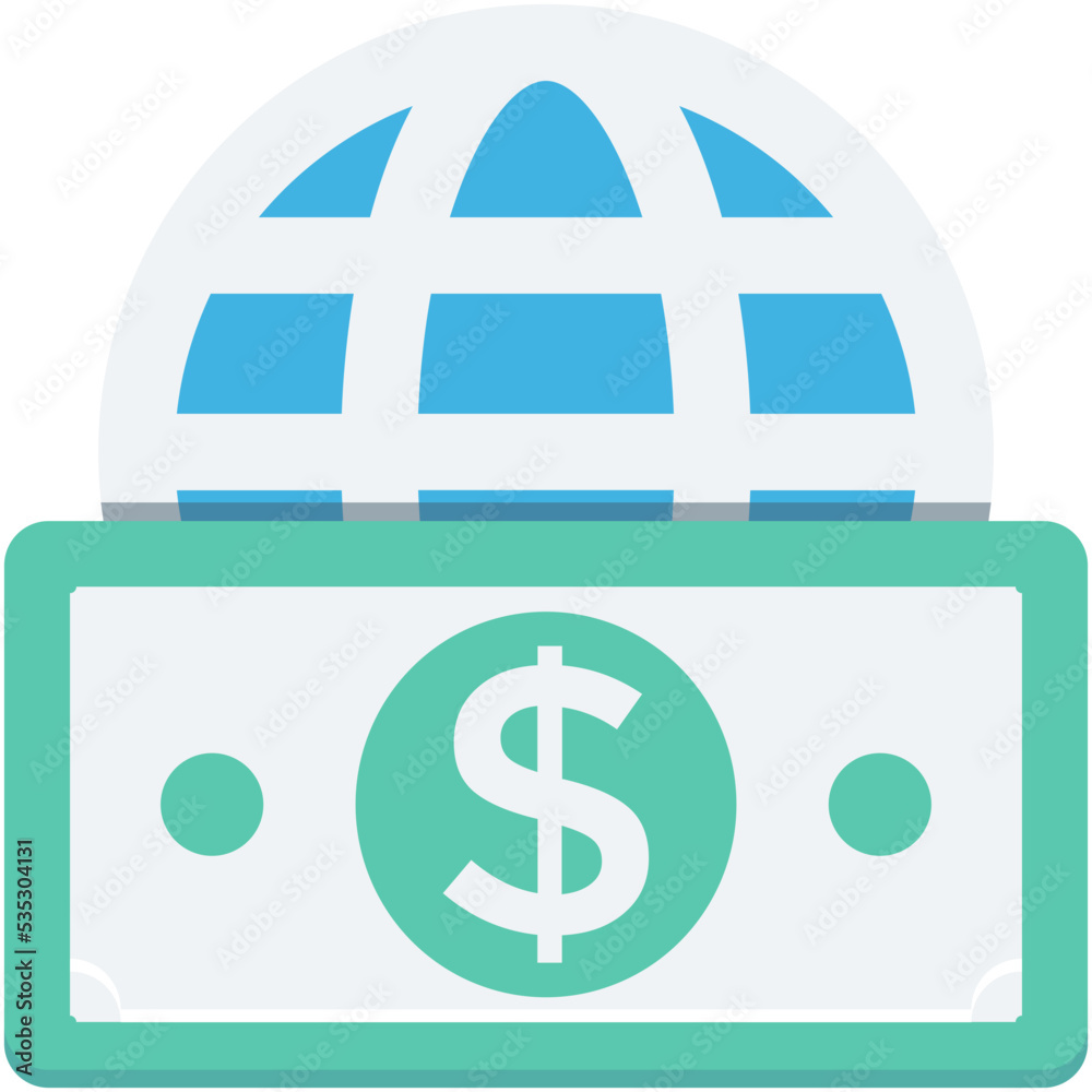 Sticker worldwide business colored vector icon