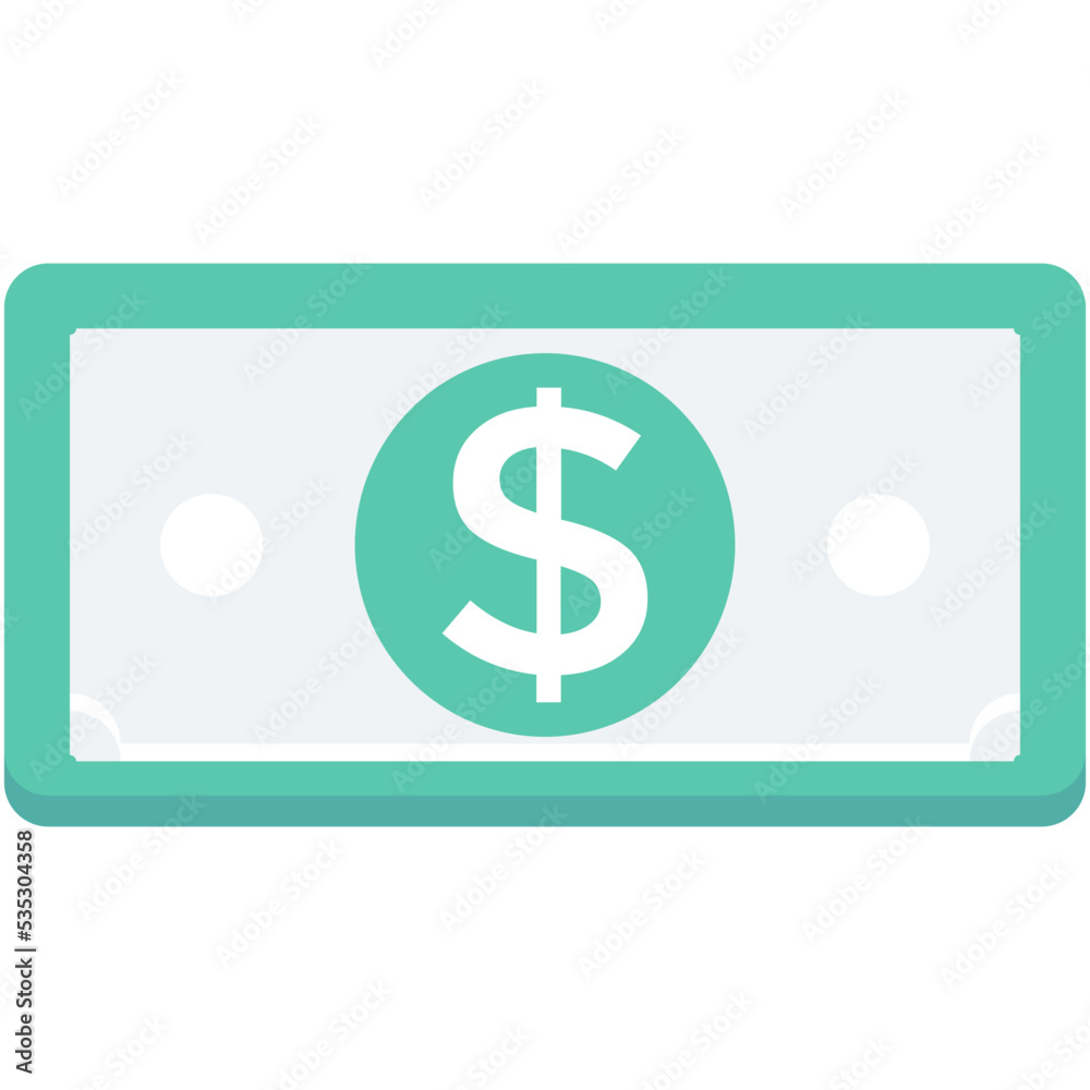 Sticker banknote colored vector icon