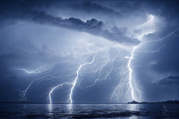 Lightning over the Sea