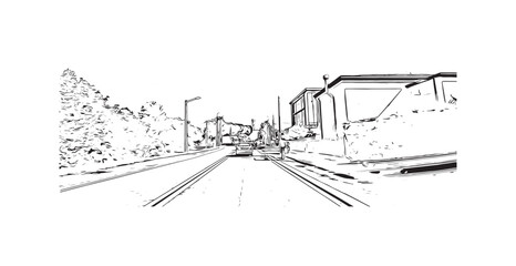 Building view with landmark of Padua is the 
city in Italy. Hand drawn sketch illustration in vector.