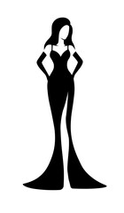 Fototapeta na wymiar Fashion model. Silhouette of beautiful woman in dress. Vector illustration.
