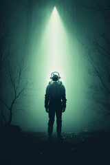 Fototapeta premium astronaut in dystopian setting 