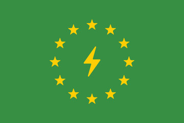 symbol of electric energy on green european union flag bakground. vector illustration background