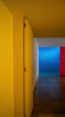 interior of the gilardi house of the famous architect luis barragan, pool reflecting the light,...