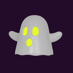 3d render Halloween ghost on isolated background