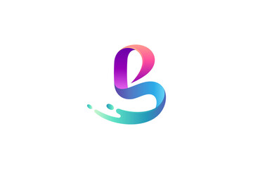 Obraz premium Wave splash letter B creative logo concept
