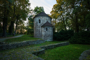 Fototapeta na wymiar St Nicolas rotunda romanesque chapel in Cieszyn town in southern Poland