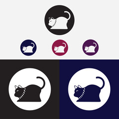 Circle cat animal logo design 