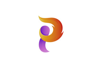 Obraz na płótnie Canvas Fire letter P logo design concept