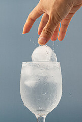 glass of water with ice isolated