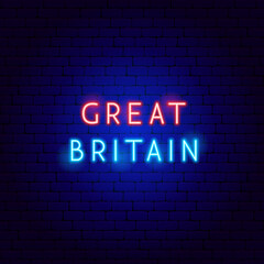 Fototapeta na wymiar Great Britain Neon Text. Vector Illustration of National Promotion.