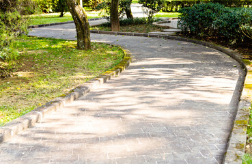 Brick pathway in the park