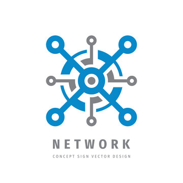 Network technology concept business logo template design. Digital data logo sign. Computer network SEO icon. Search engine optimization. Graphic design element. Vector illustration.