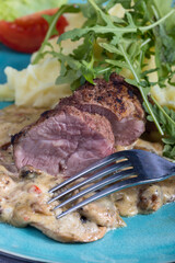pork fillet with mushroom sauce
