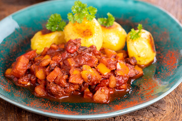 goulash on wood