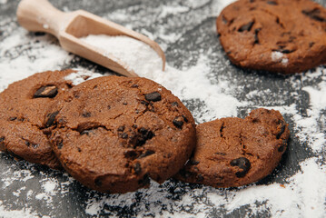 chocolate cookies ,Chocolate chip cookies shot. Fresh chocolate biscuits