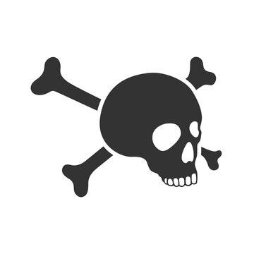 Halloween skull and crossbones. Pirate symbol. Holly Roger flag