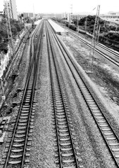 High angle view of old railway