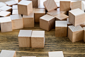 Stacks of wood blocks on the table