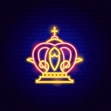 Queen Crown Neon Sign. Vector Illustration of Country National Promotion.