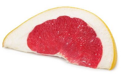 Slice pomelo fruit isolated on white background. Clipping path and full depth of field
