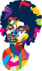 Colorful polygonal female head