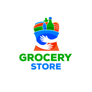 grocery store logo template in flat design style