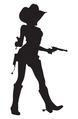 Girl with revolvers silhouette