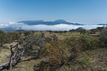 Panoramic View of Majestic Mountains and Clouds, La Réunion