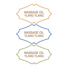 Massage Oil Ylang Ylang Labels isolated On White