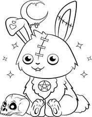 Pastel goth coloring page for kids