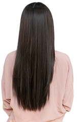Back View of Asian Woman with Long Straight Hair