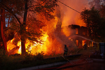 burning house collapse