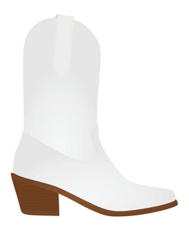 White cowboy boot. vector illustration