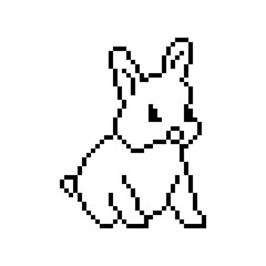 Cute Rabbit Pixel art. Vector Astrological sign . The Chinese new year.