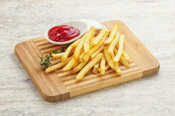 French fried potato over board